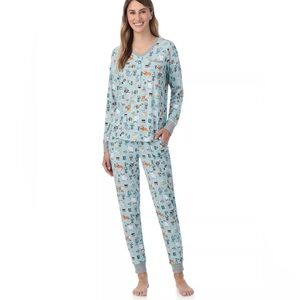 Cuddl Duds Pajama Set size L NWT dogs and books